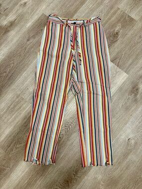 St Johns Bay Striped Pants Raw Hem